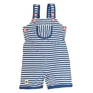 Wild Things White Blue Striped Shortalls Size 2